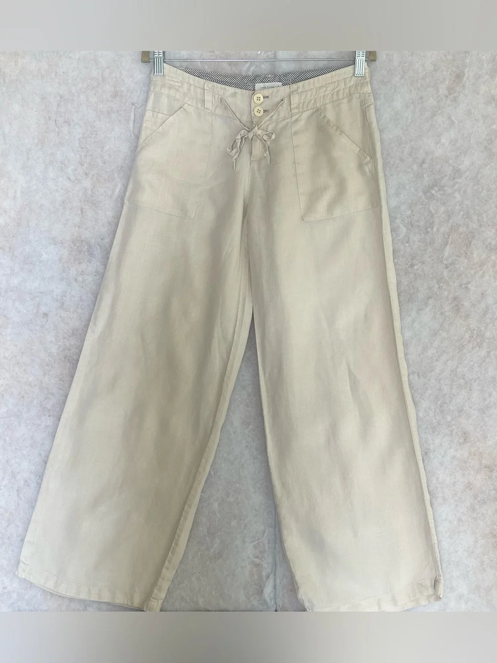 Love Tree Linen Pants With Large Pockets,tie Front Drawstring Waist (SKU695)